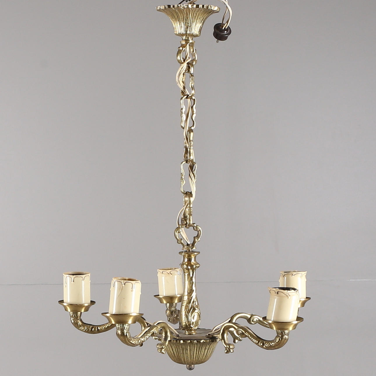 CEILING LAMP, brass, 5 arms, 1900s.