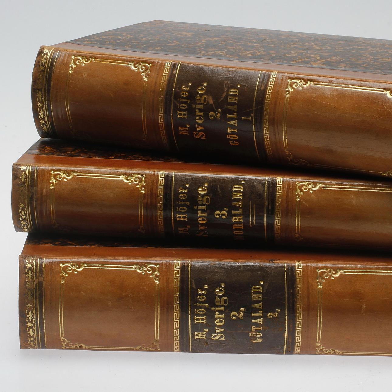 BÖCKER, 3 st, "Konungariket Sverige", Magnus Höjer, Stockholm 1881.