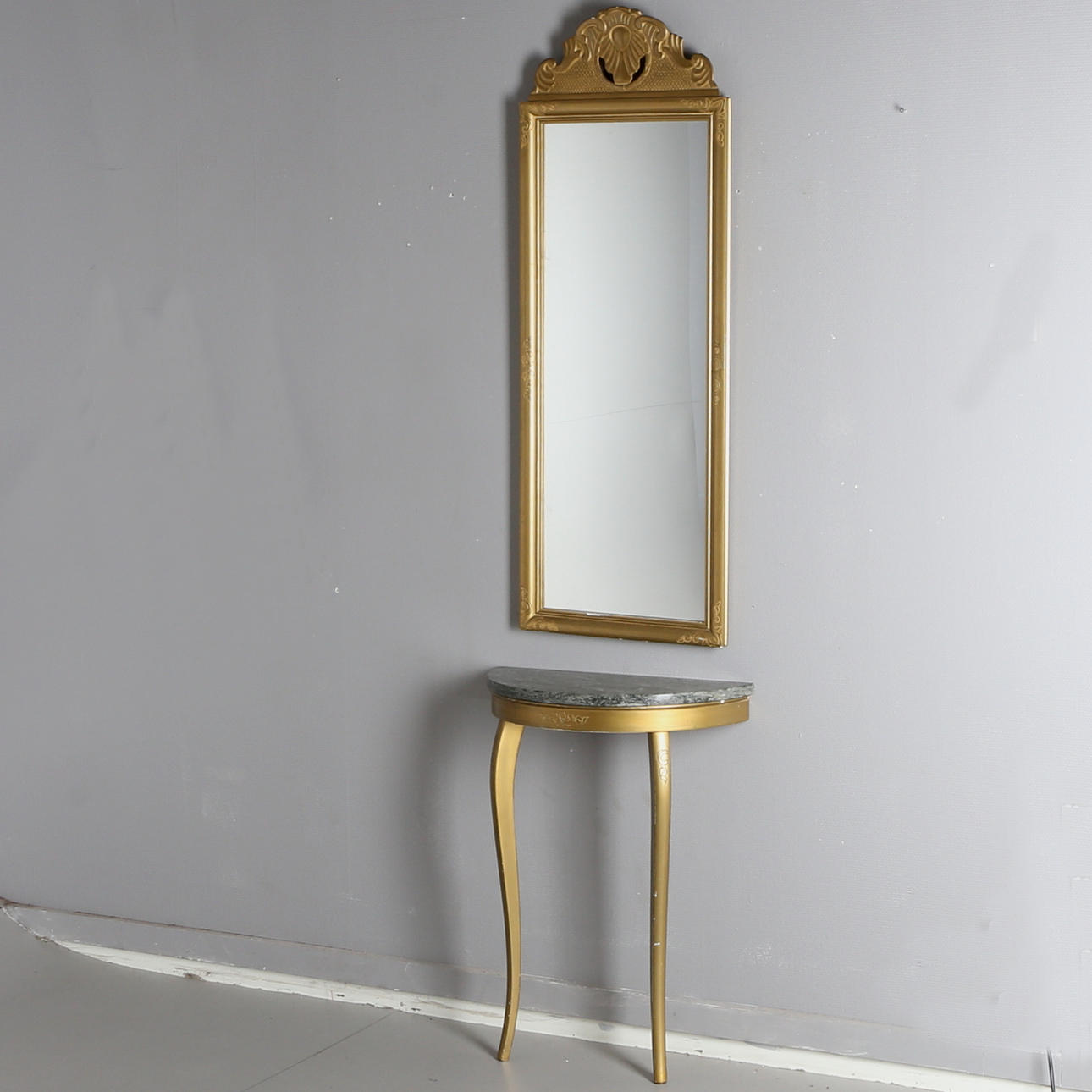 SPEGEL med KONSOLBORD, bronserad, Eden-spegel, Gustafs, 1900-tal.