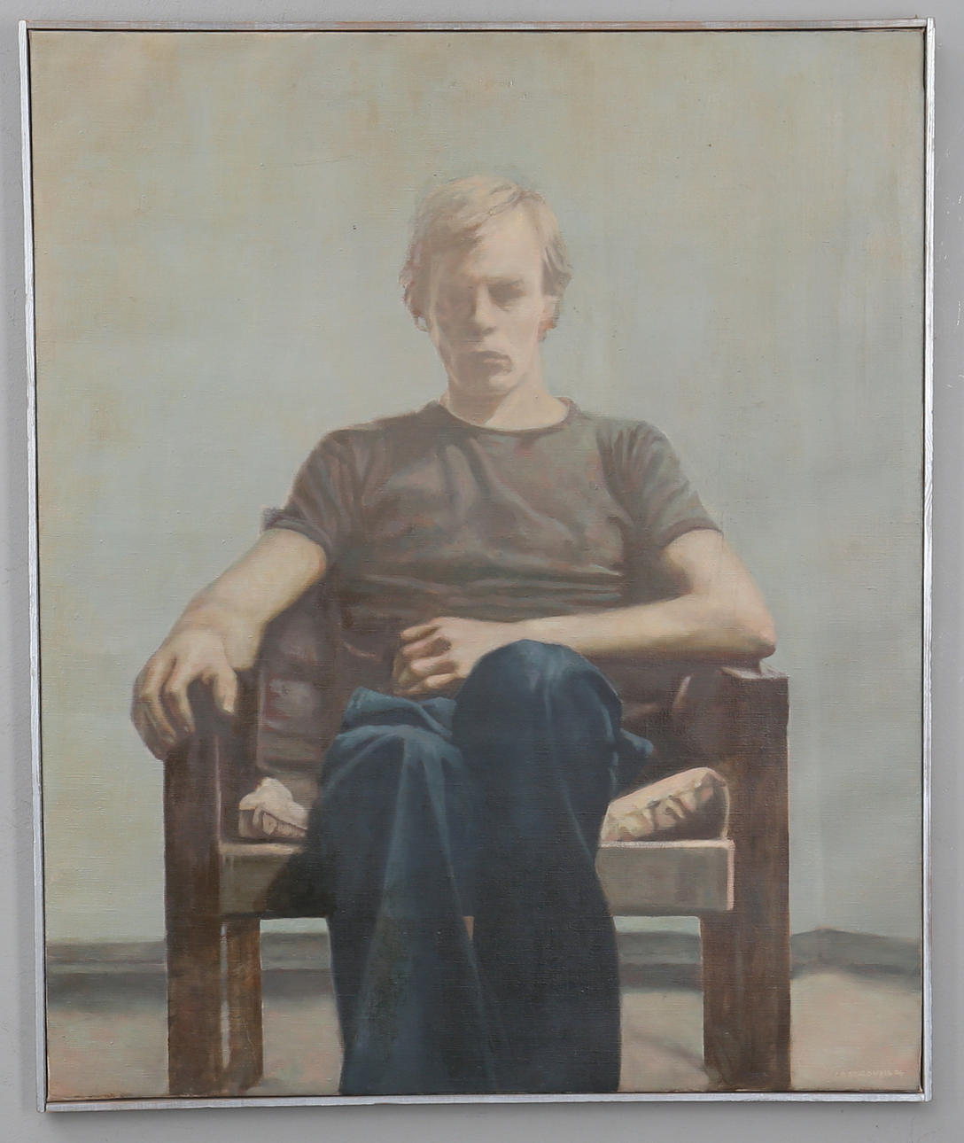 CLAES-ÅKE SCHLÖNZIG. Porträtt av man, olja på duk, signerad.