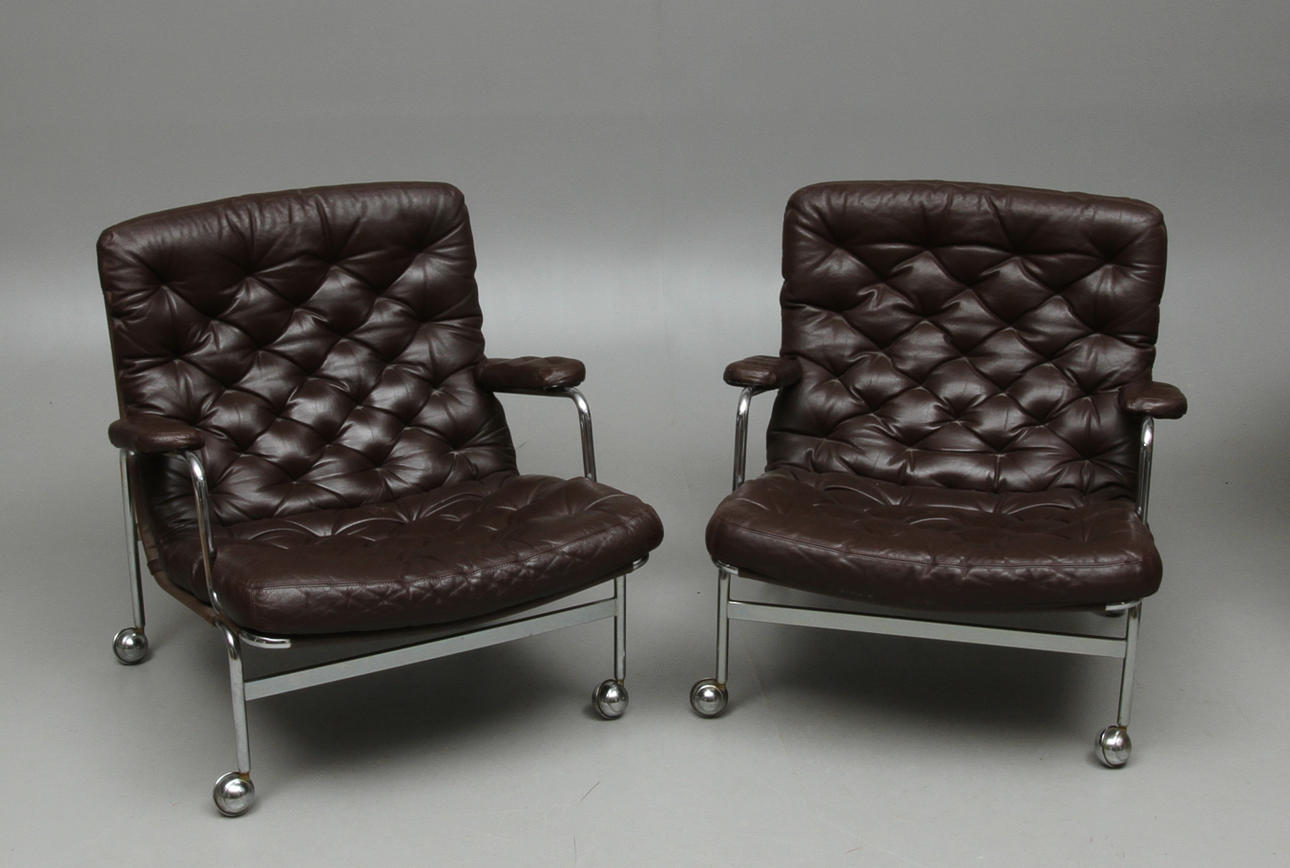 FÅTÖLJER, ett par, "Karin", Bruno Mathsson för Dux.