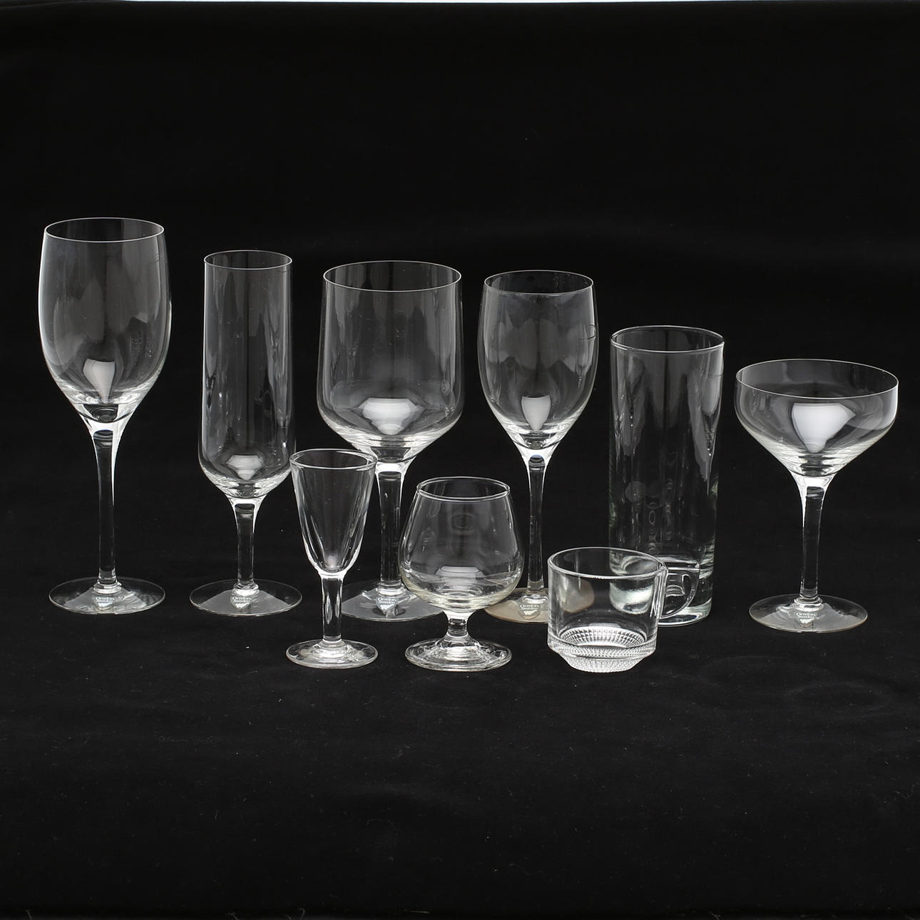 SERVISDELAR, 55 st, glas, olika modeller, Orrefors.