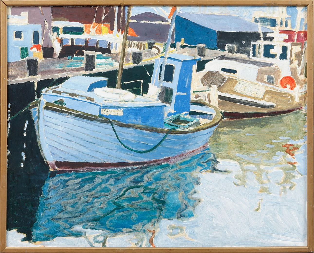 ÅKE BROVIK. Harbour scene, oil on panel, signed.