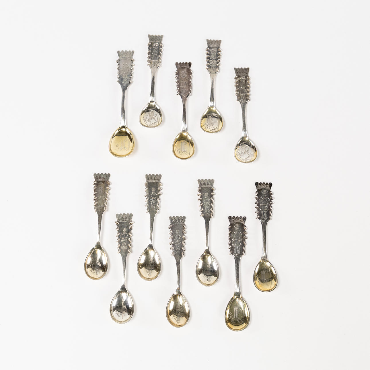 Teskedar, 12 st, lappsilver.