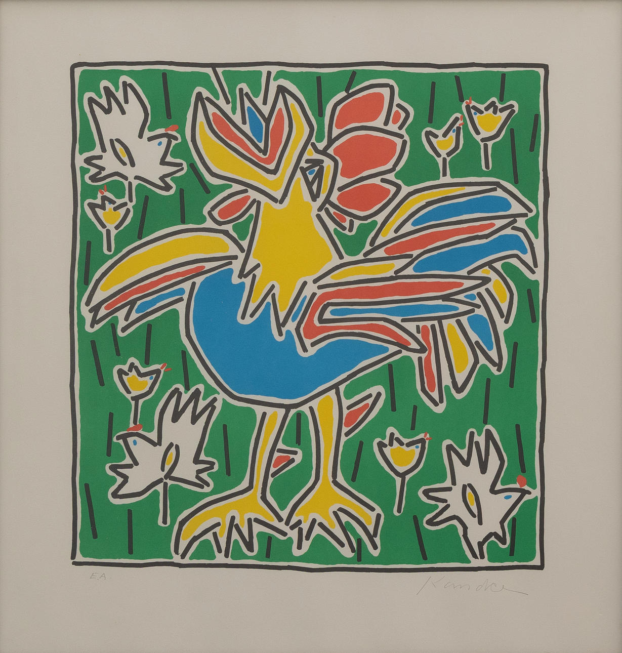 LEIF KANDER. Rooster, lithograph no. EA, signed.