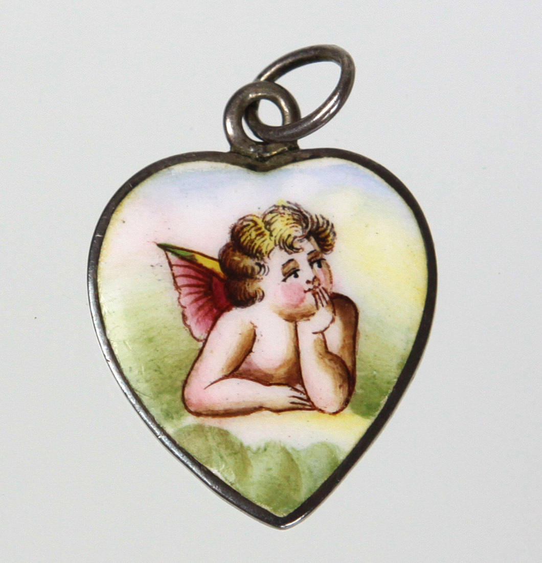 HJÄRTA HÄNGE, EMALJERAT, OMKRING 1900.