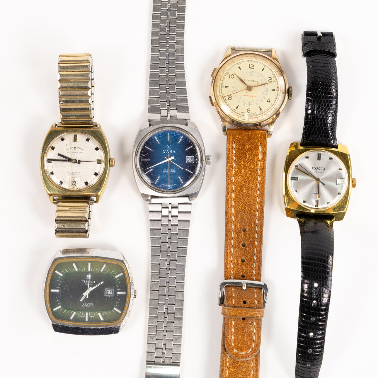 ARMBANDSUR, 5 st, bl a Tissot.