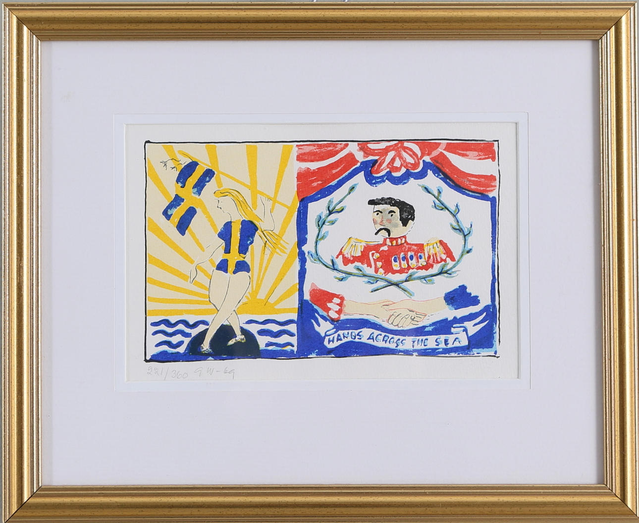 GÖSTA WERNER. "Hands across the sea", färglitografi, nr 221/360, signerad.