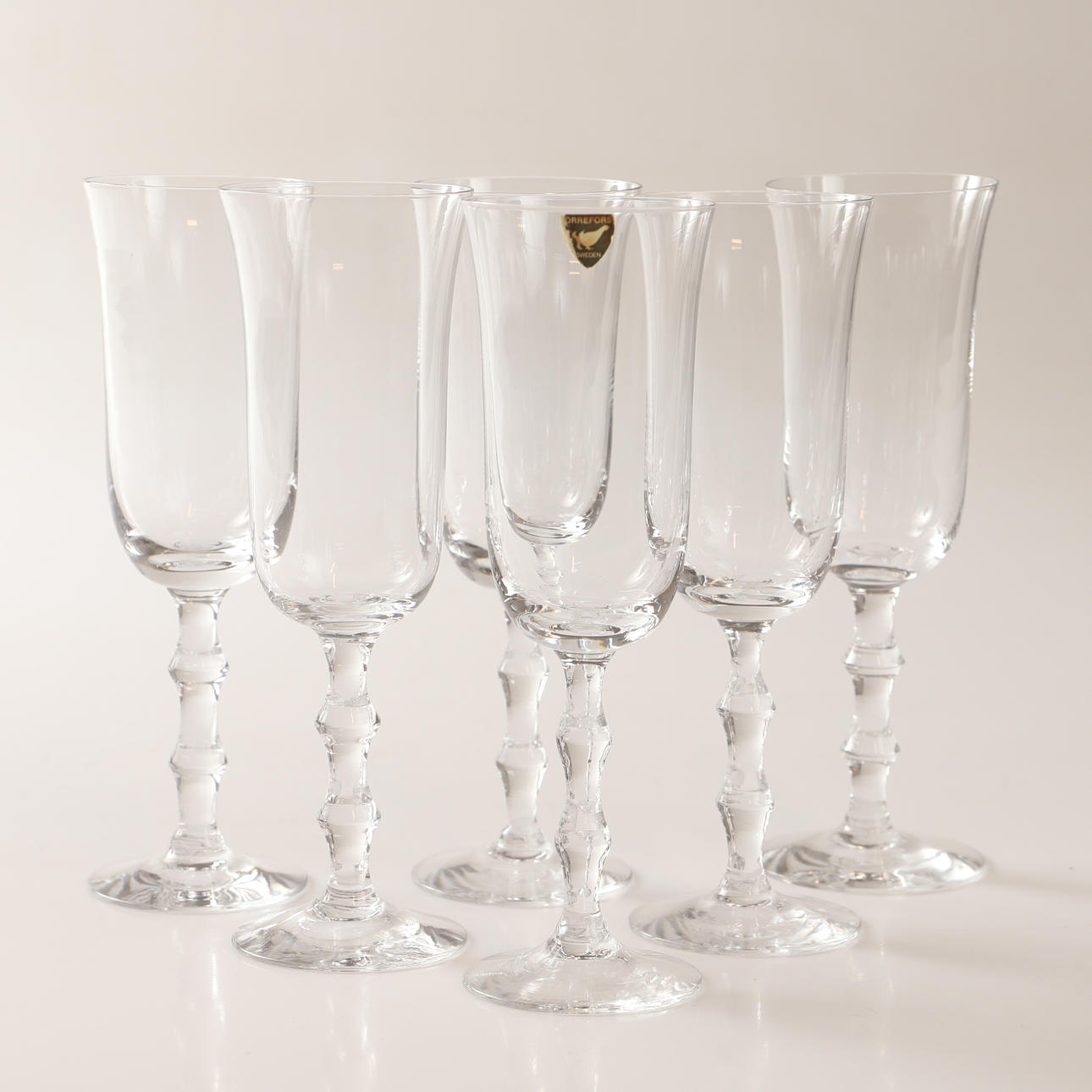 SIMON GATE. Champagneglas, 6 stycken, "Salut", Orrefors.