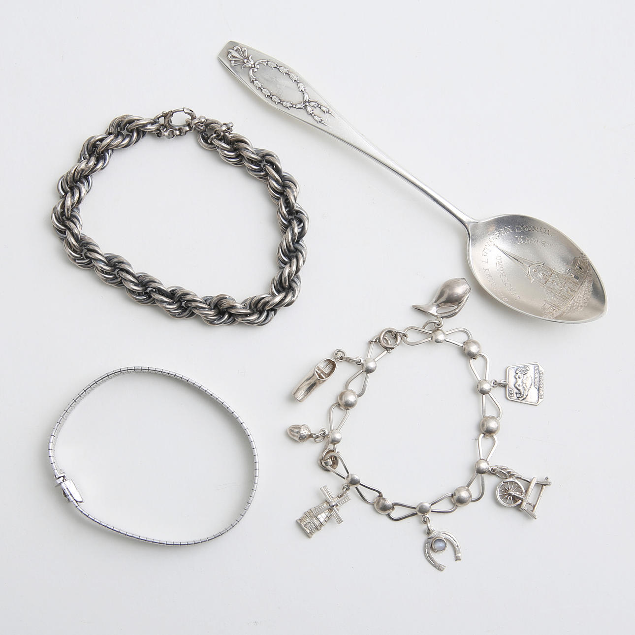 SILVER, 3 st armband samt sked.