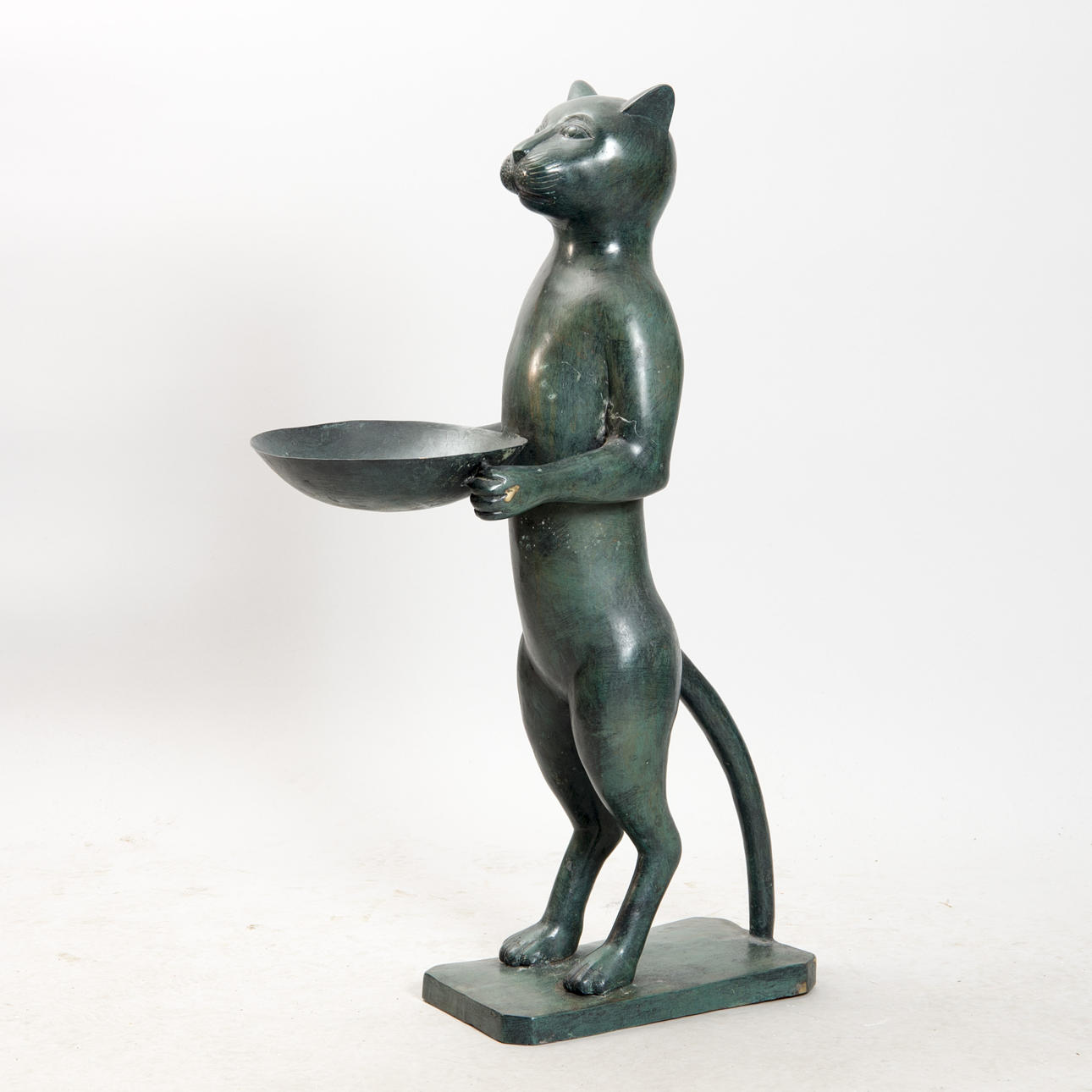 SKULPTUR, katt, patinerad brons, samtida.