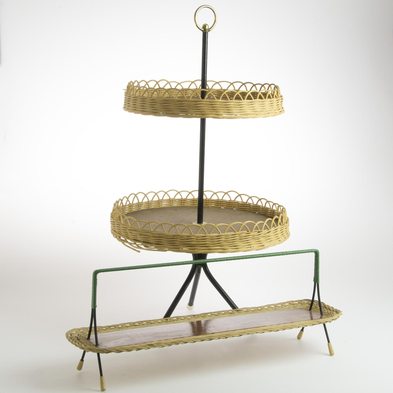 BRICKSTÄLL, 2 stycken, teak/rotting med stringunderrede, 1900-talets mitt.