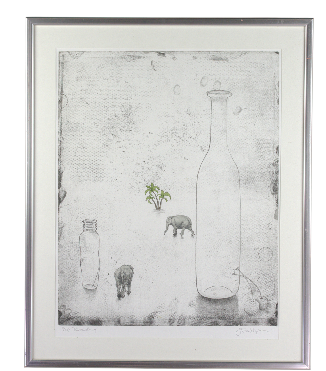 JAN DAHLGREN. Lithograph, 90/127, "Vårvandring", signed.