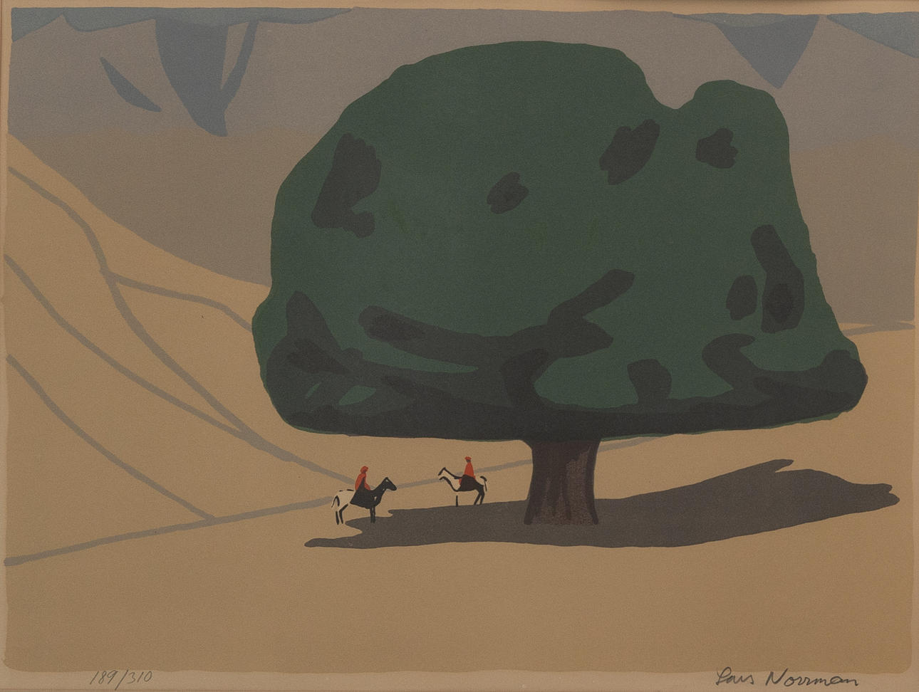 LARS NORRMAN. Under trädet, lithograph no. 189/310, signed.