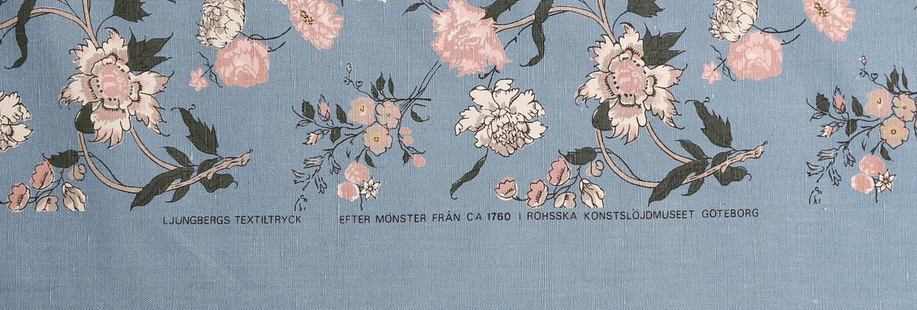 DUK/TEXTIL, Textiltryck efter mönster från ca. 1760, Röhsska Konstslöjdmuseet, 1960-tal.