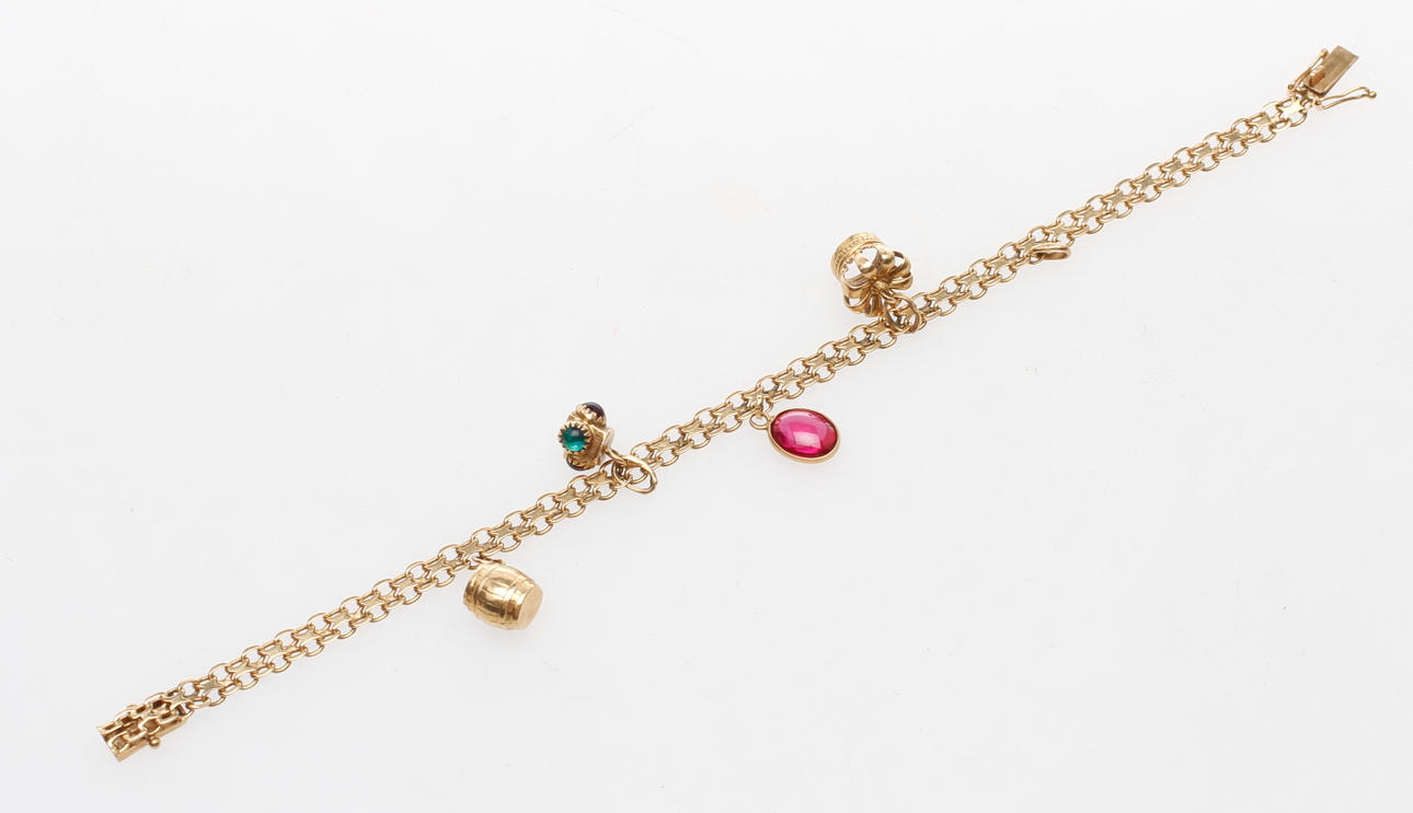 BERLOCKARMBAND, X-länk, 18k guld, vikt ca 12,8 gram.
