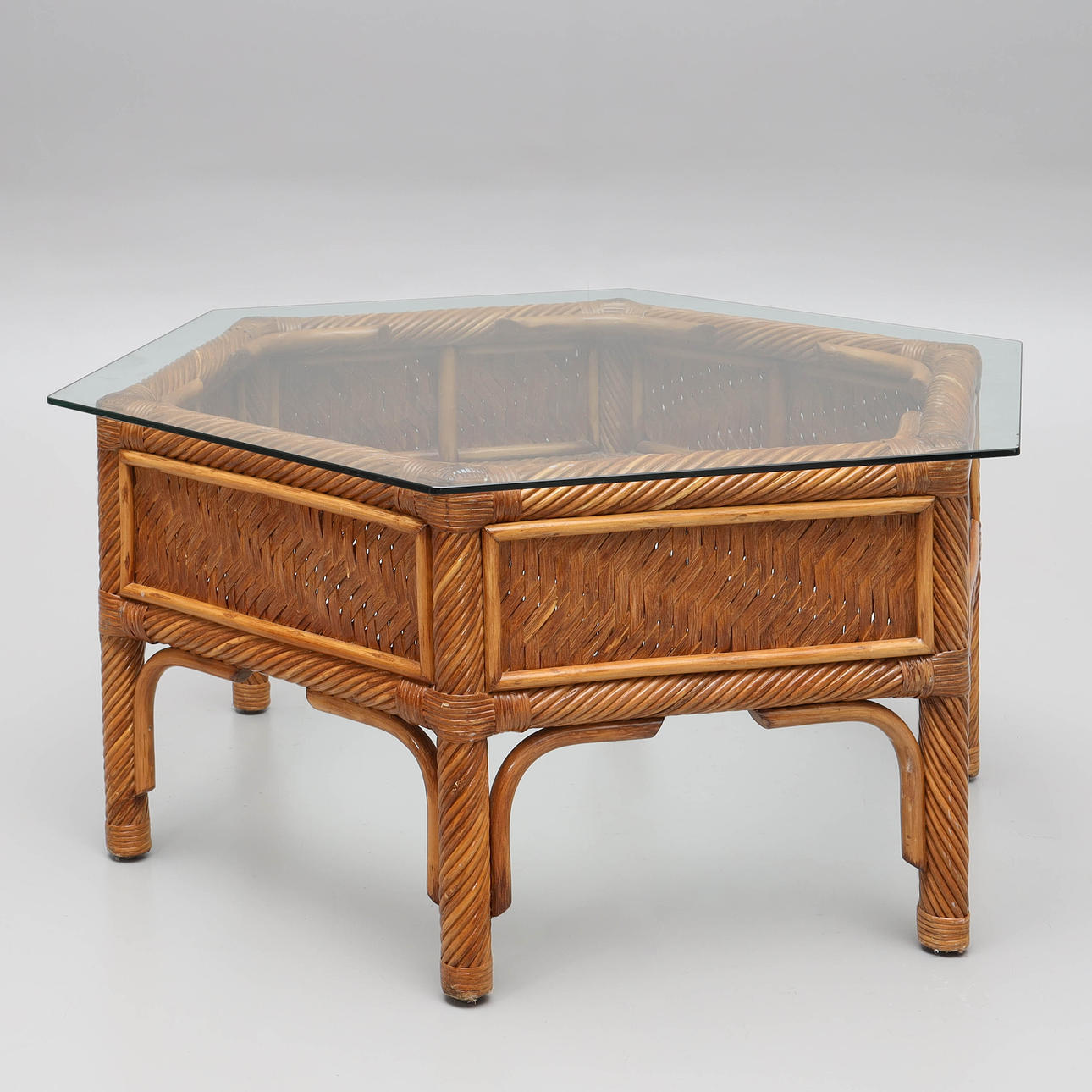 SOFFBORD, rotting samt glas, 1900-tal.