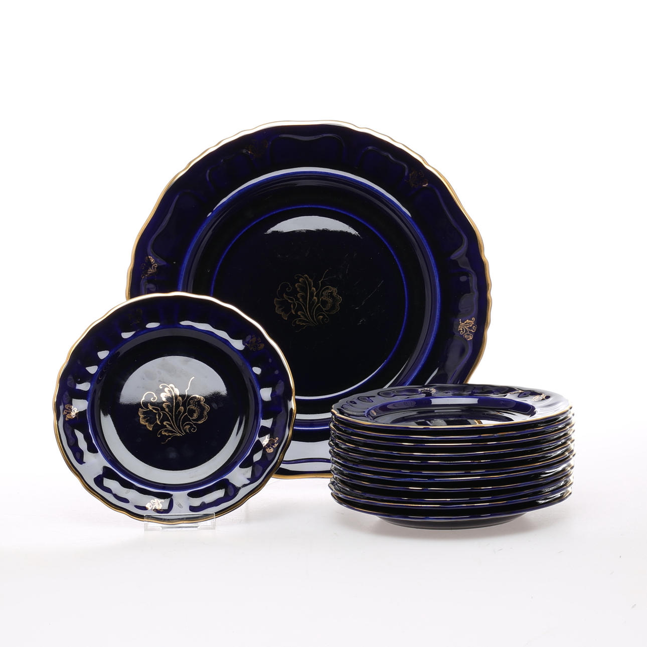 FRUKTSERVIS, 13 delar, kobolt, Rörstrand.