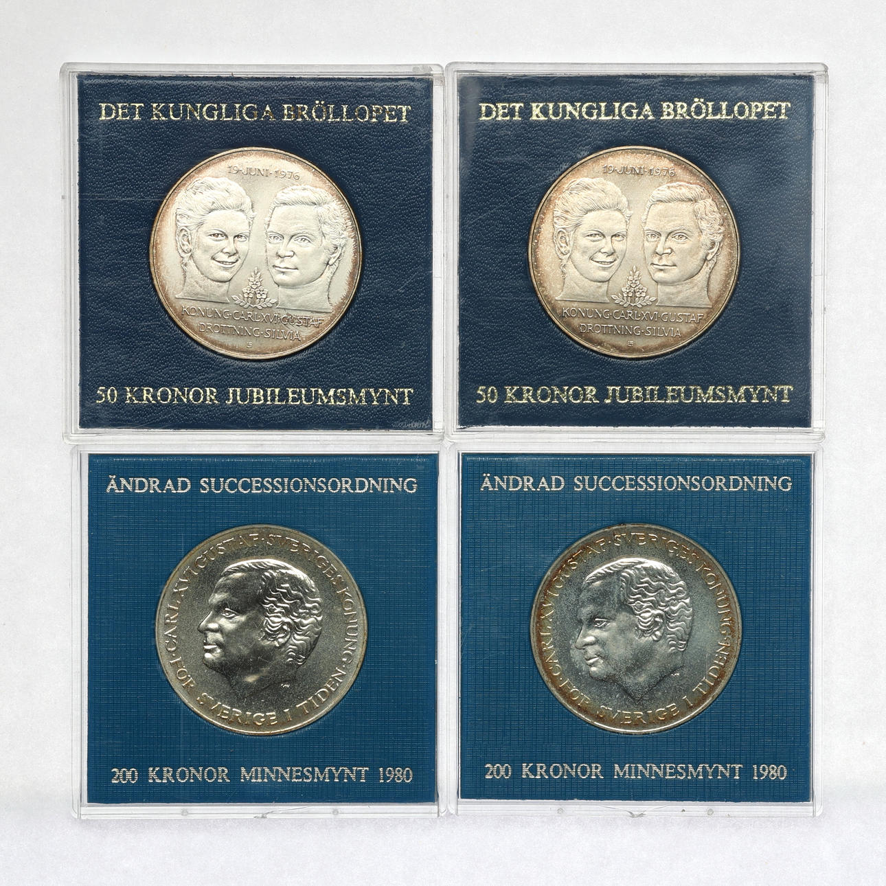 SVENSKA SILVERMYNT, jubileumsmynt, 4 st.