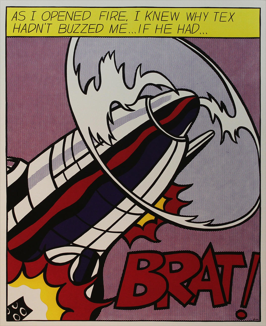 ROY LICHTENSTEIN. "As I opened fire". Triptyck, Offsettryck, (Vintage) . Osignerad.