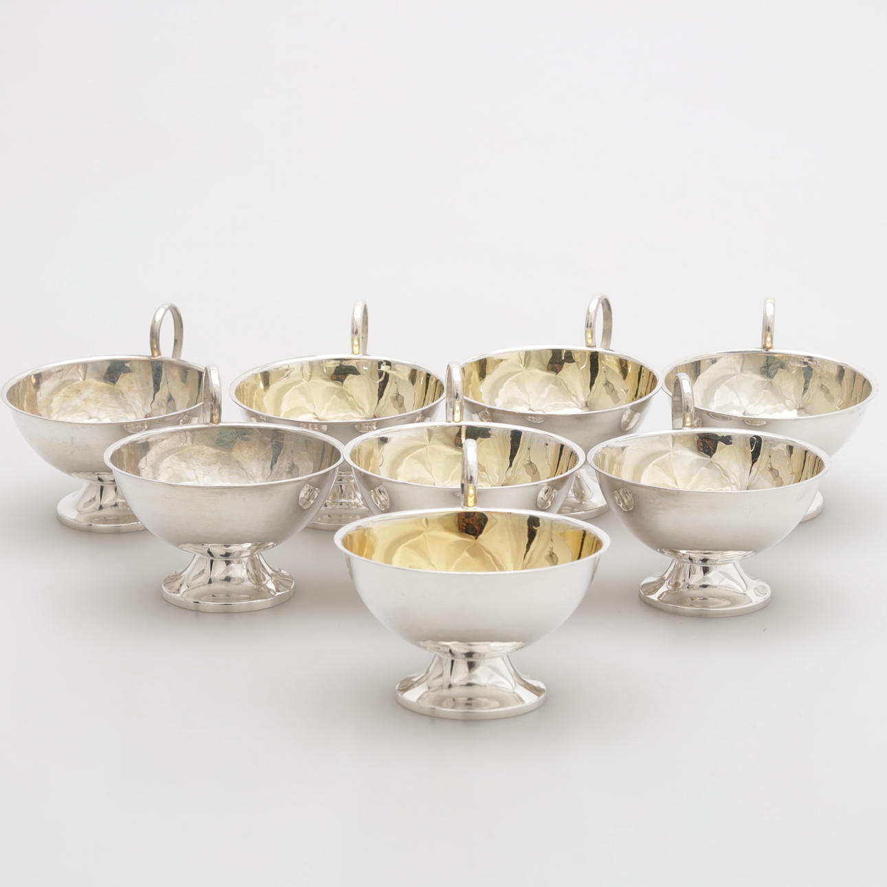 PUNSCHMUGGAR, 8 st, silver, CESON, vikt 252 gram.