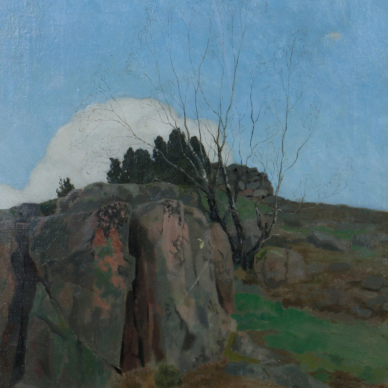 GUSTAF BÖKLIN. Olja på duk, landskapsmotiv, signerad samt daterad 49.