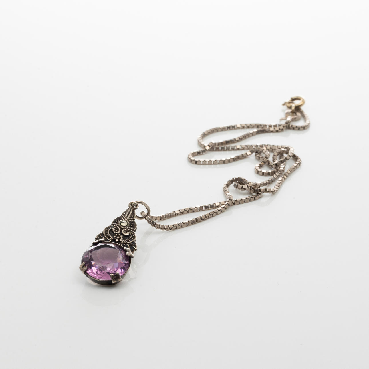 COLLIER, Silver, Ametist, Markasiter.