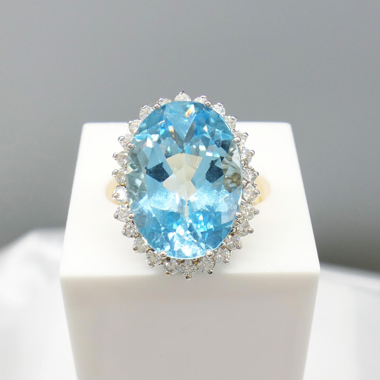 BLUE TOPAZ & DIAMOND ring.