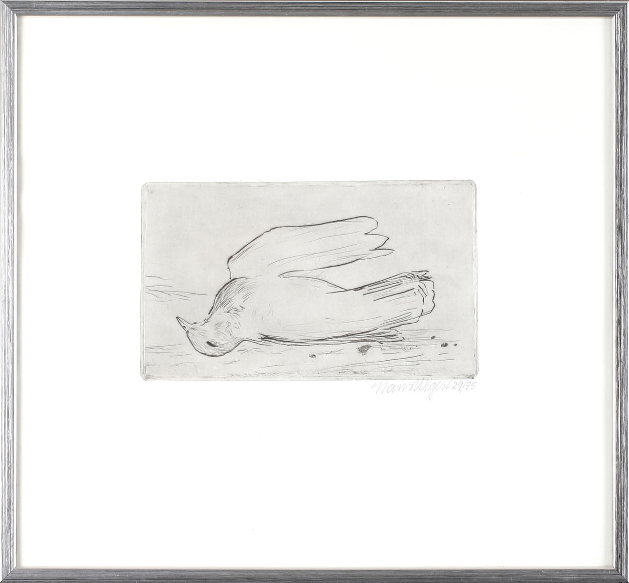 HANS WIGERT. Fågel, torrnålsgravyr, signerad och numrerad 29/75.