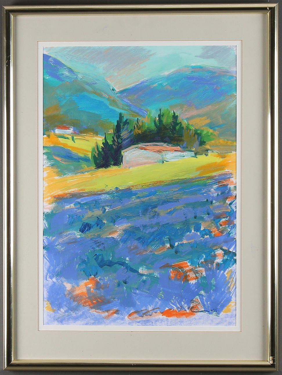 EINAR WENNBERG. "Lavendeläng", gouache, signerad och daterad -91.