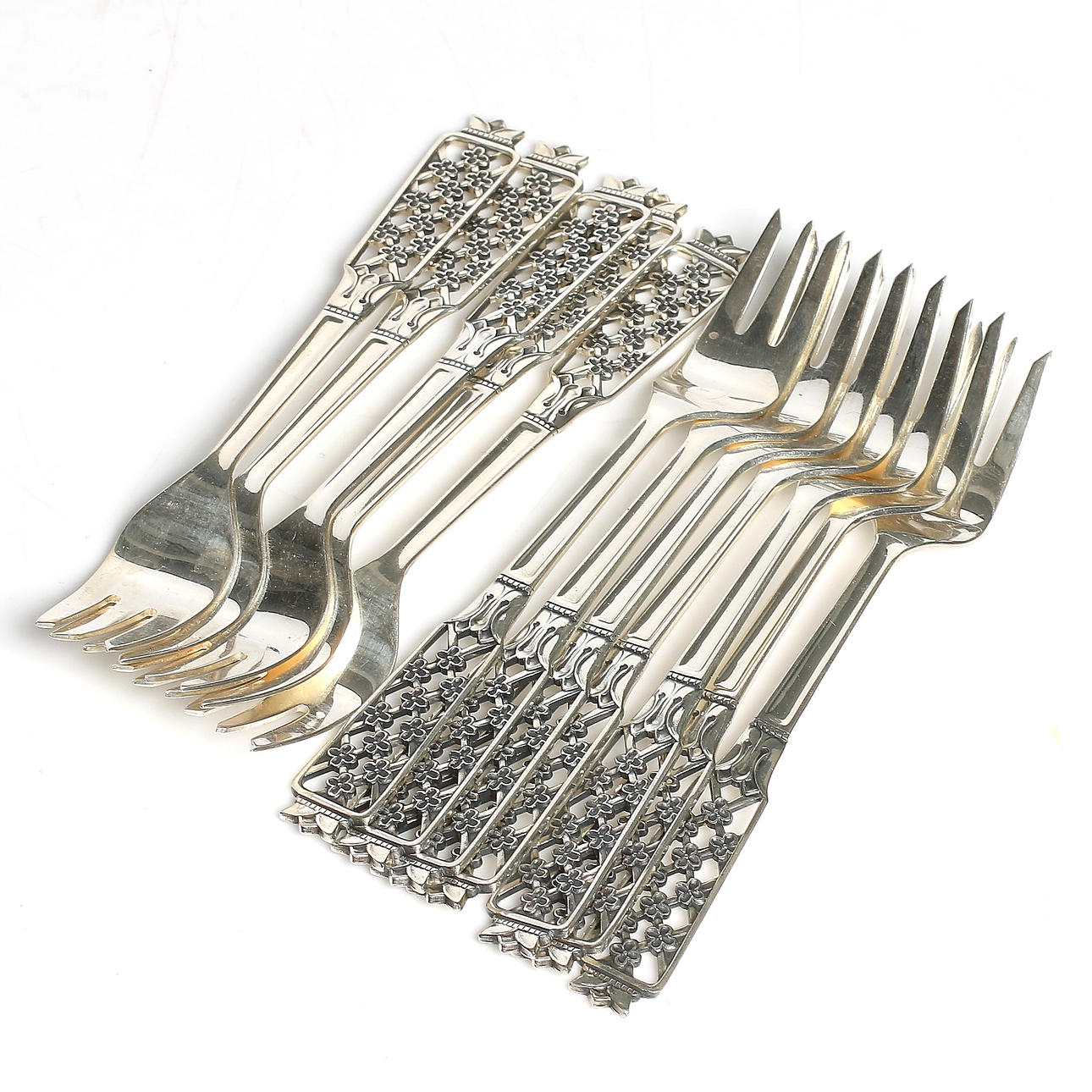 BAKELSEGAFFLAR, 12 st, silver, "Prinsess", Ceson, Göteborg. 1973. Vikt ca. 212 gram.