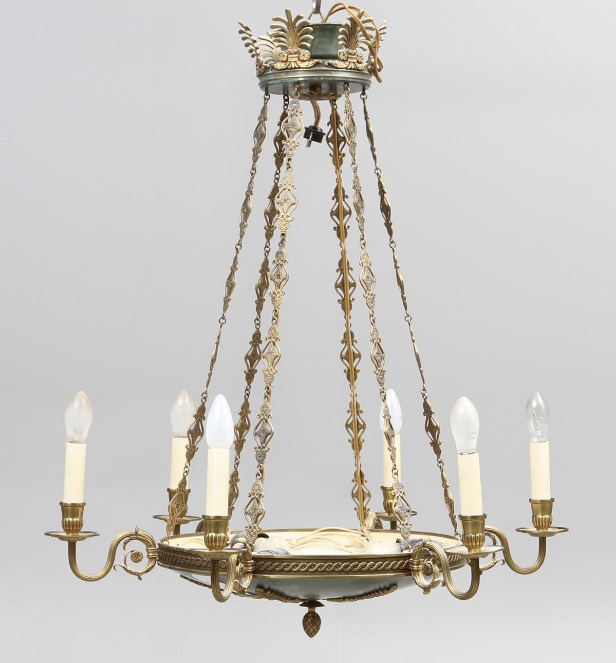 TAKAMPEL, empirstil, 6 ljuspunkter, diameter 72 cm, 1900 tal.