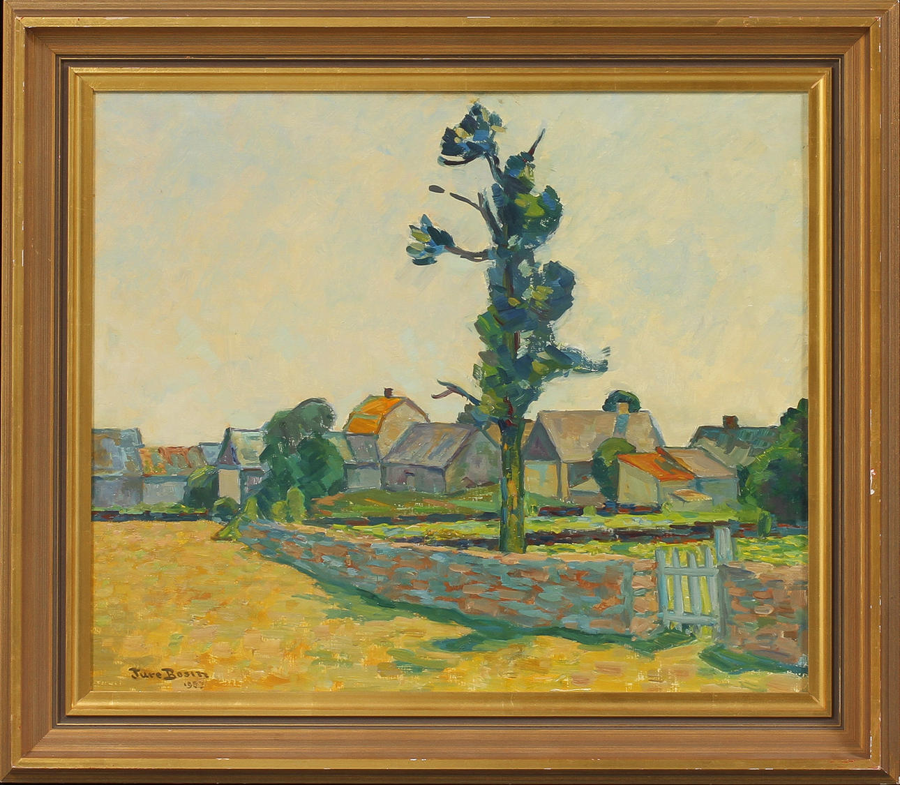 TURE BOSIN. "Malmstugor, Öland", olja på pannå, signerad.