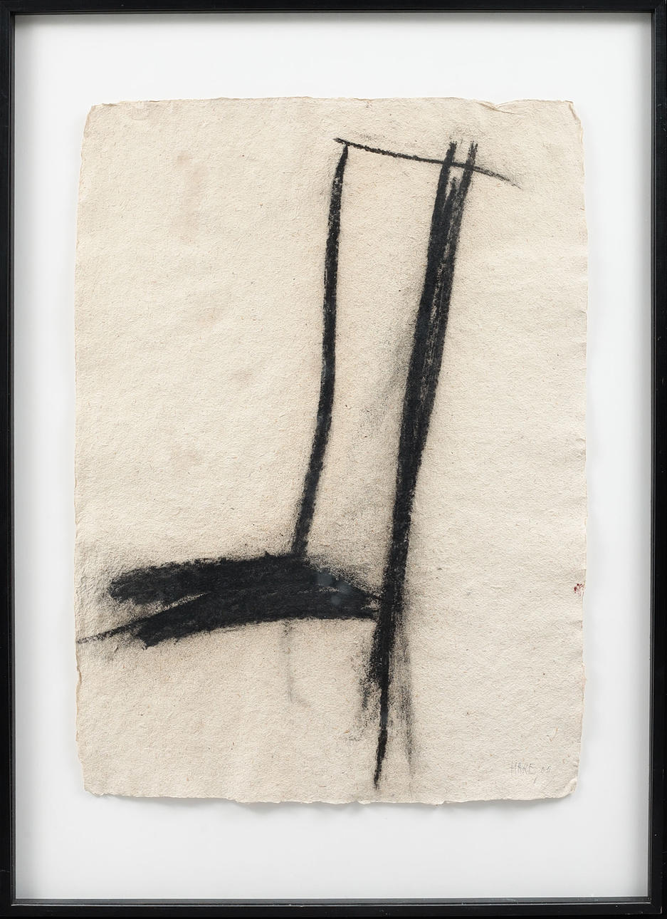 CLAES HAKE. Composition, charcoal drawing on paper, signed.