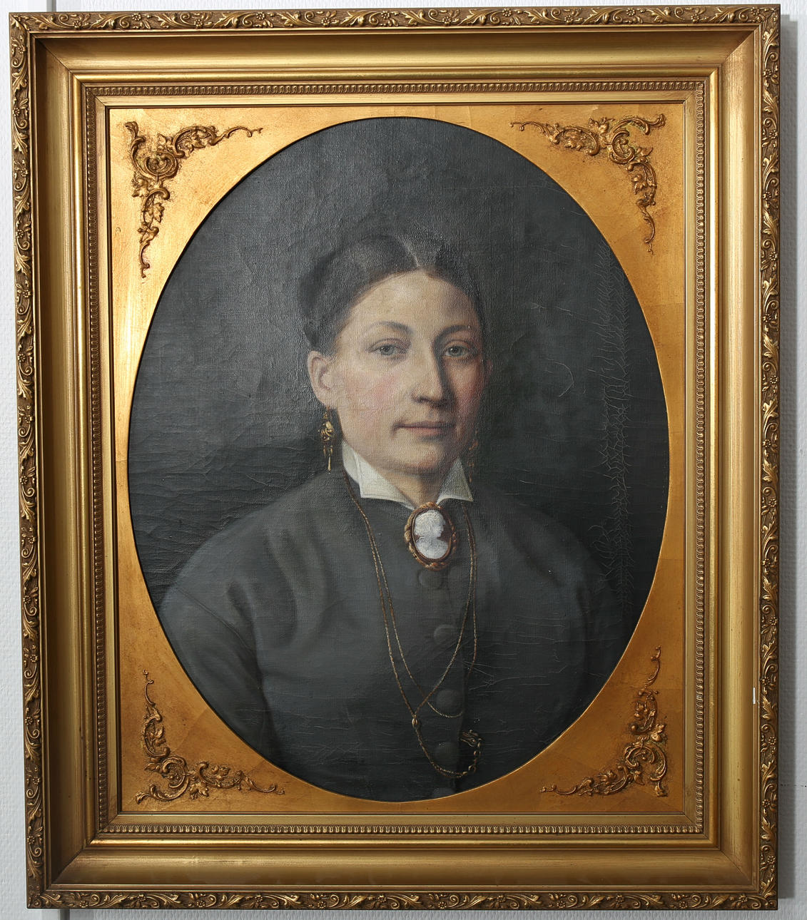 OIDENTIFIERAD KONSTNÄR. Olja på duk, Damporträtt, 1800-1900-tal.