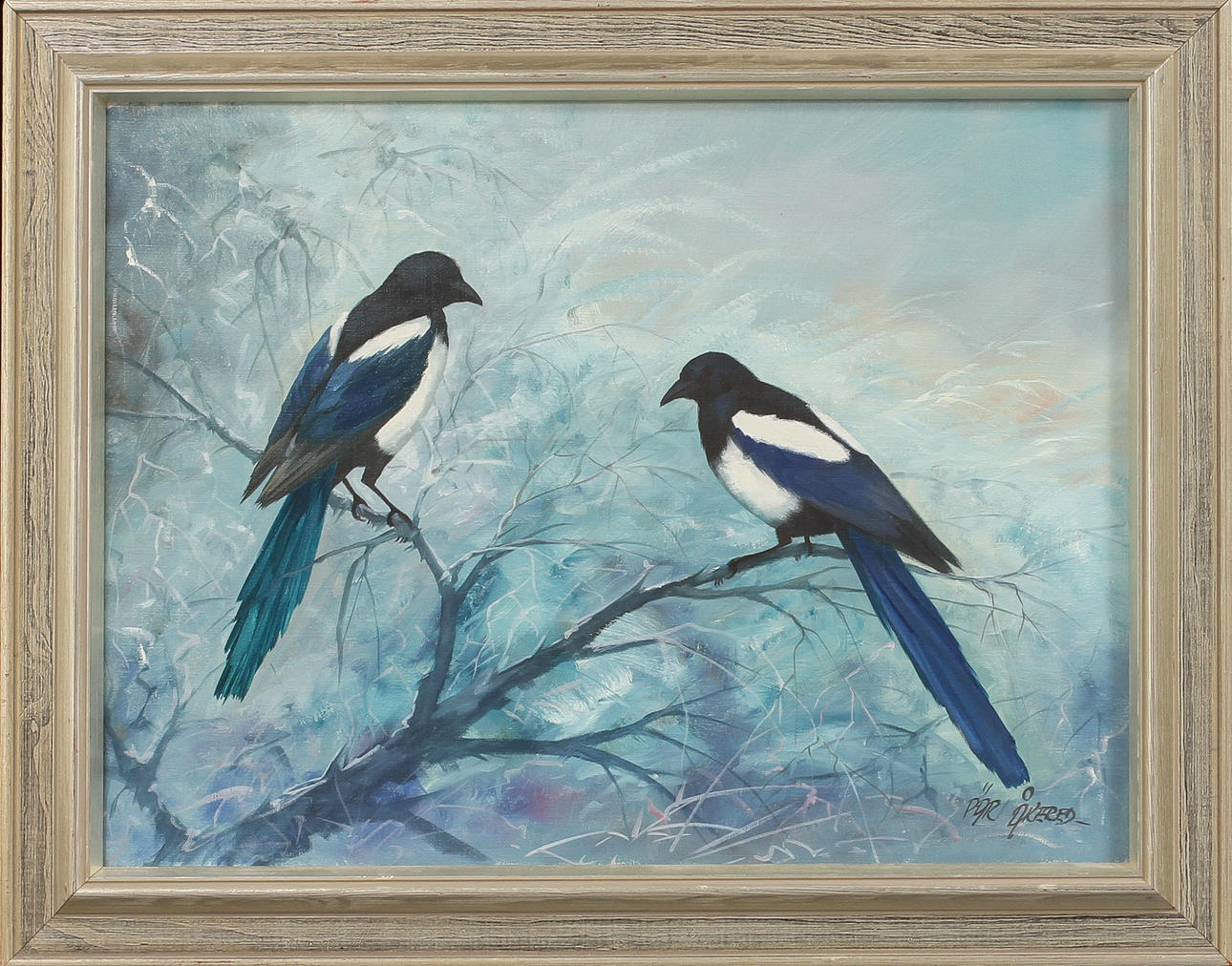 PER ÅKERED. Skator, olja på duk, signerad.