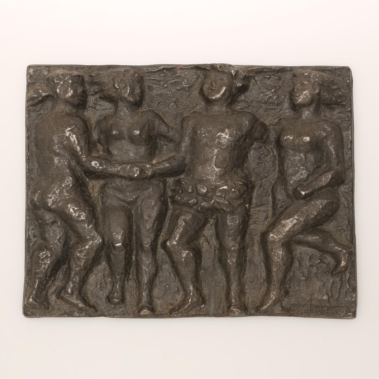 VÄGGSKULPTUR, gjutjärn, signerad Elsie Dahlberg.