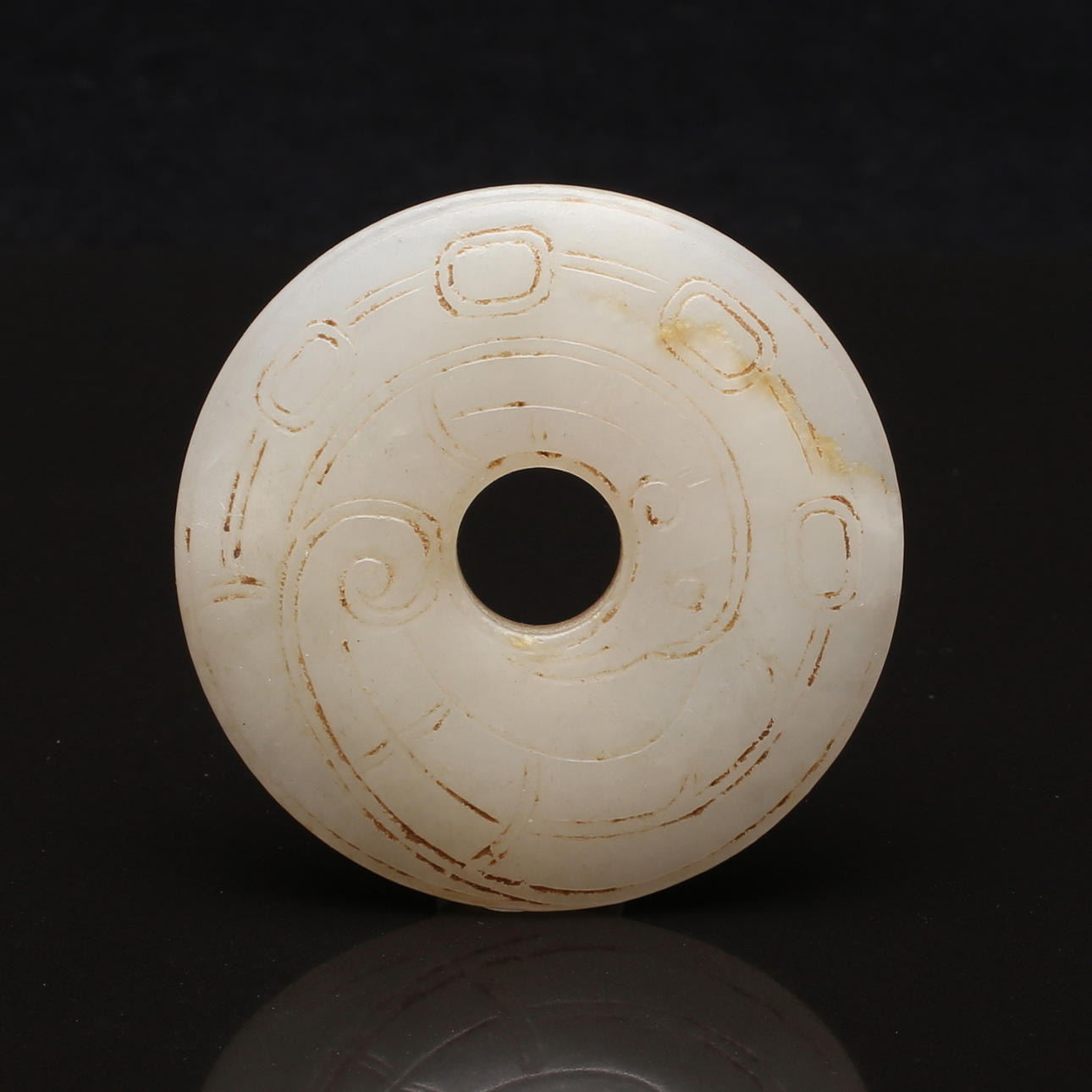 BI DISK, jade, Kina, antagligen 18/1900-tal.