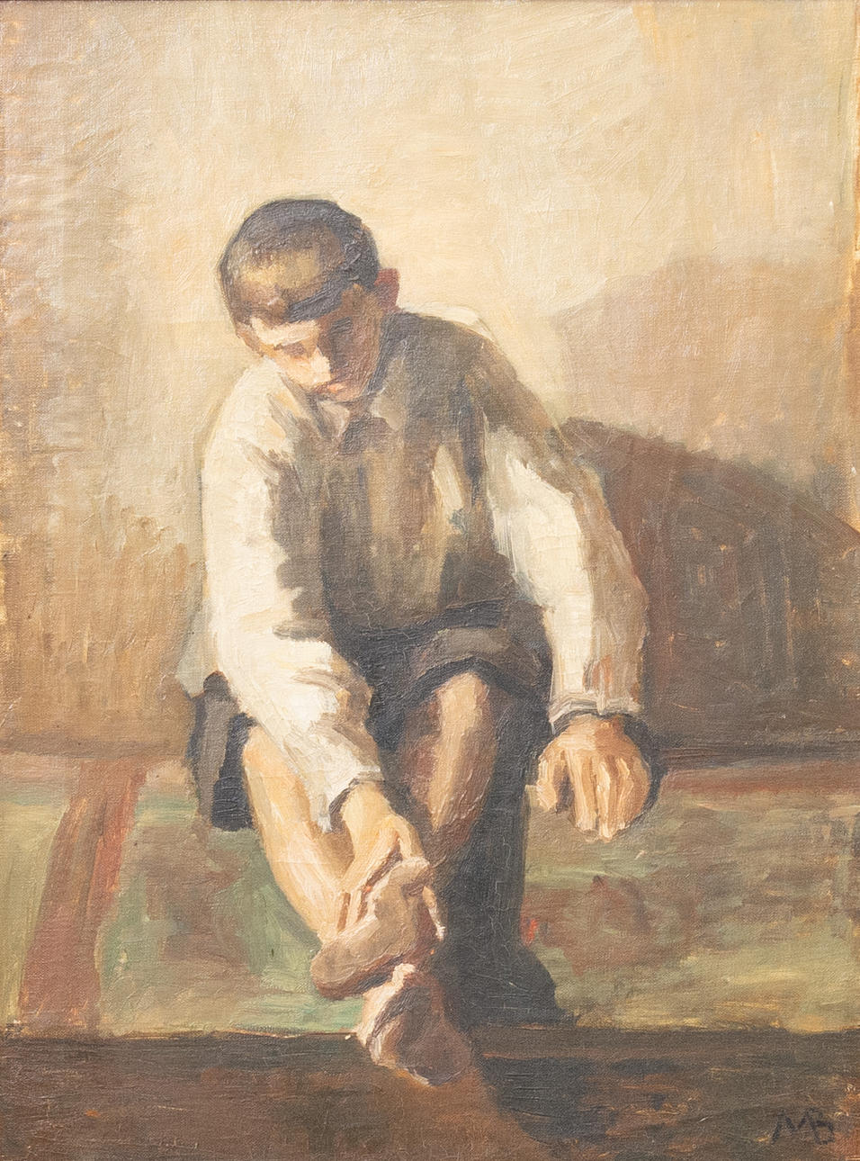 MAJSA BREDSDORFF. (1887-1964). Portrait of a boy. Oil on canvas. Signed ...