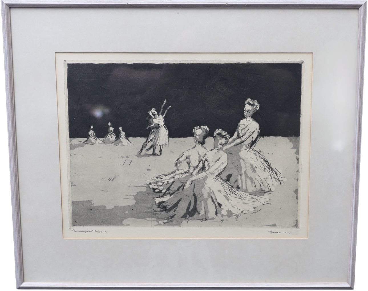 OIDENTIFIERAD KONSTNÄR. Ballerinas, etching, signed and numbered.
