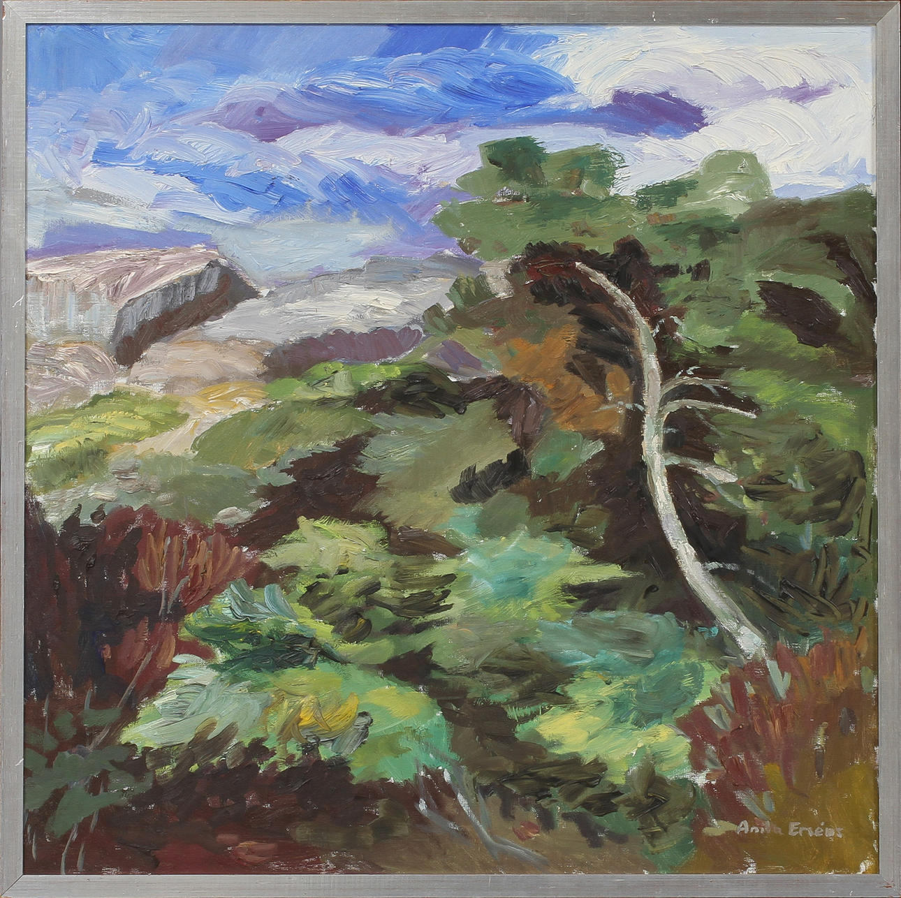 ANITA ERSÉUS. "Värmlandsskog, olja på duk, signerad.