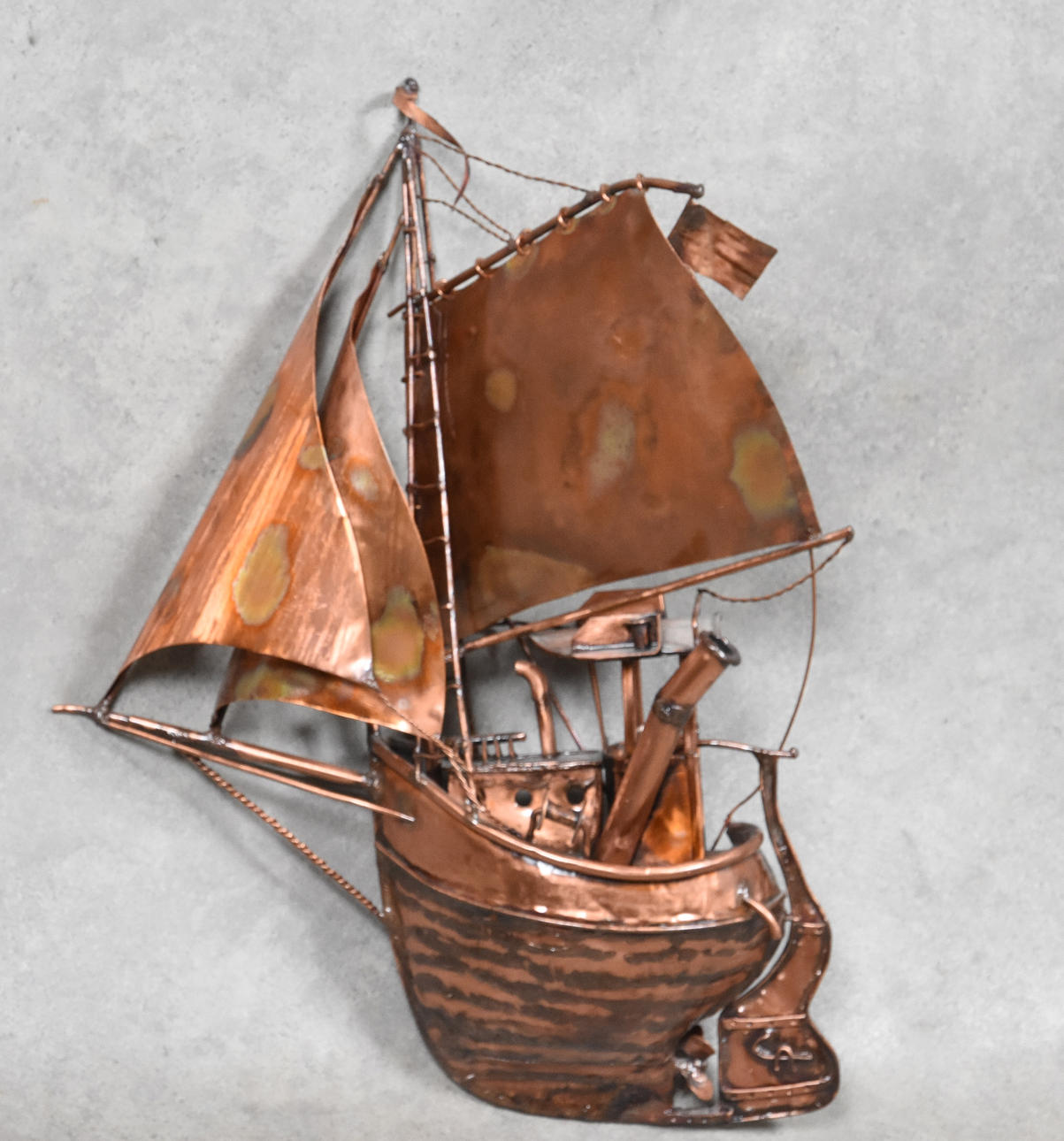 SKULPTUR, Skepp Koppar, signerad CA.