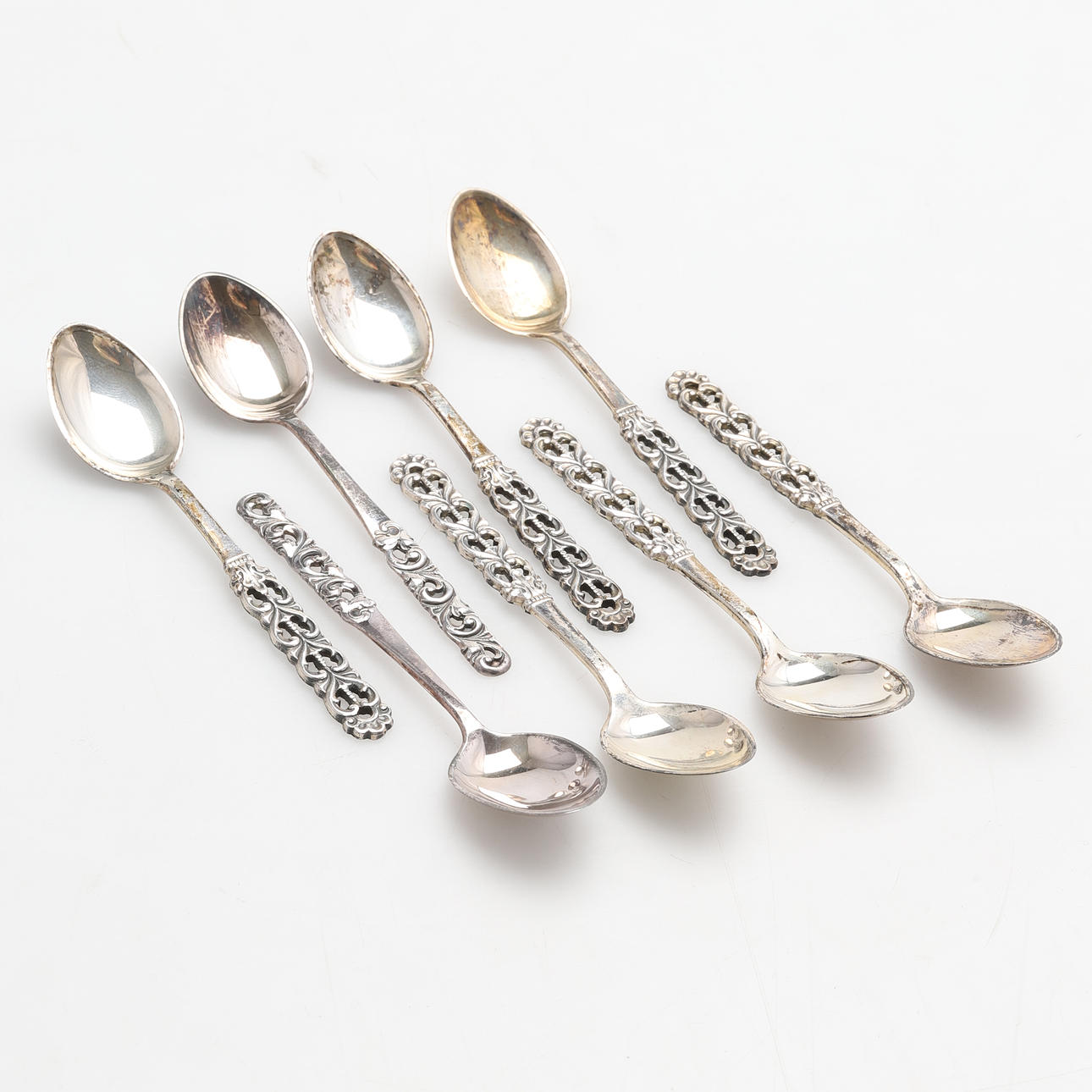 DEMITASSE SPOONS, silver, weight approx. 60 g.