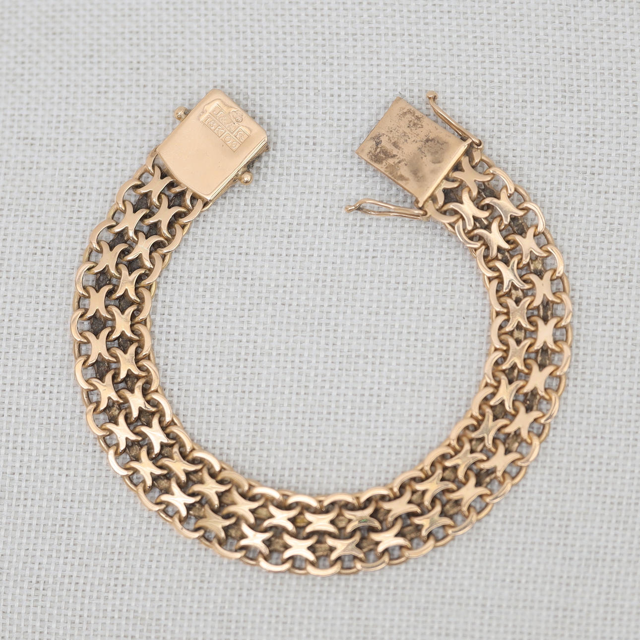 ARMBAND, 18K, GULD, x-länk, 1964.