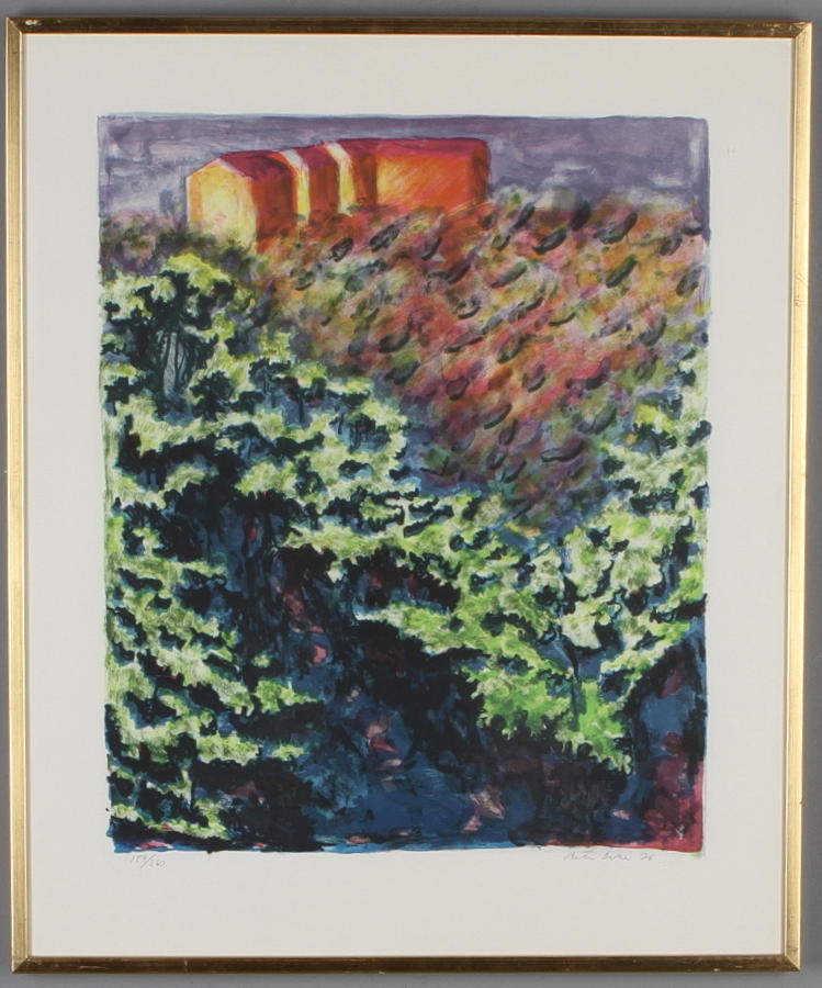 PETER DAHL. Förortsskog, färglitografi, signerad och numrerad 159/260.