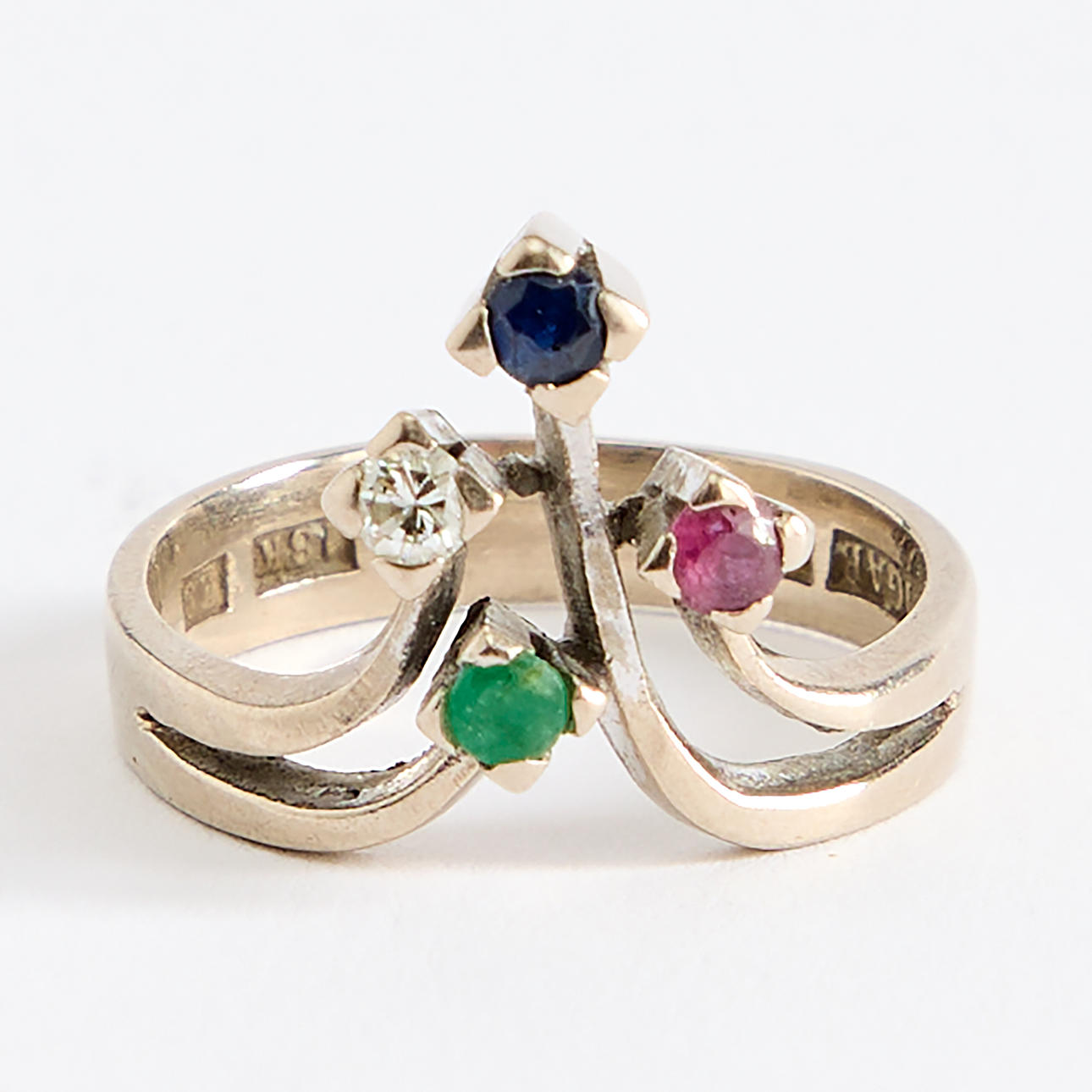 RING, Markströms, 18K white gold, diamond, sapphire, ruby, emerald.