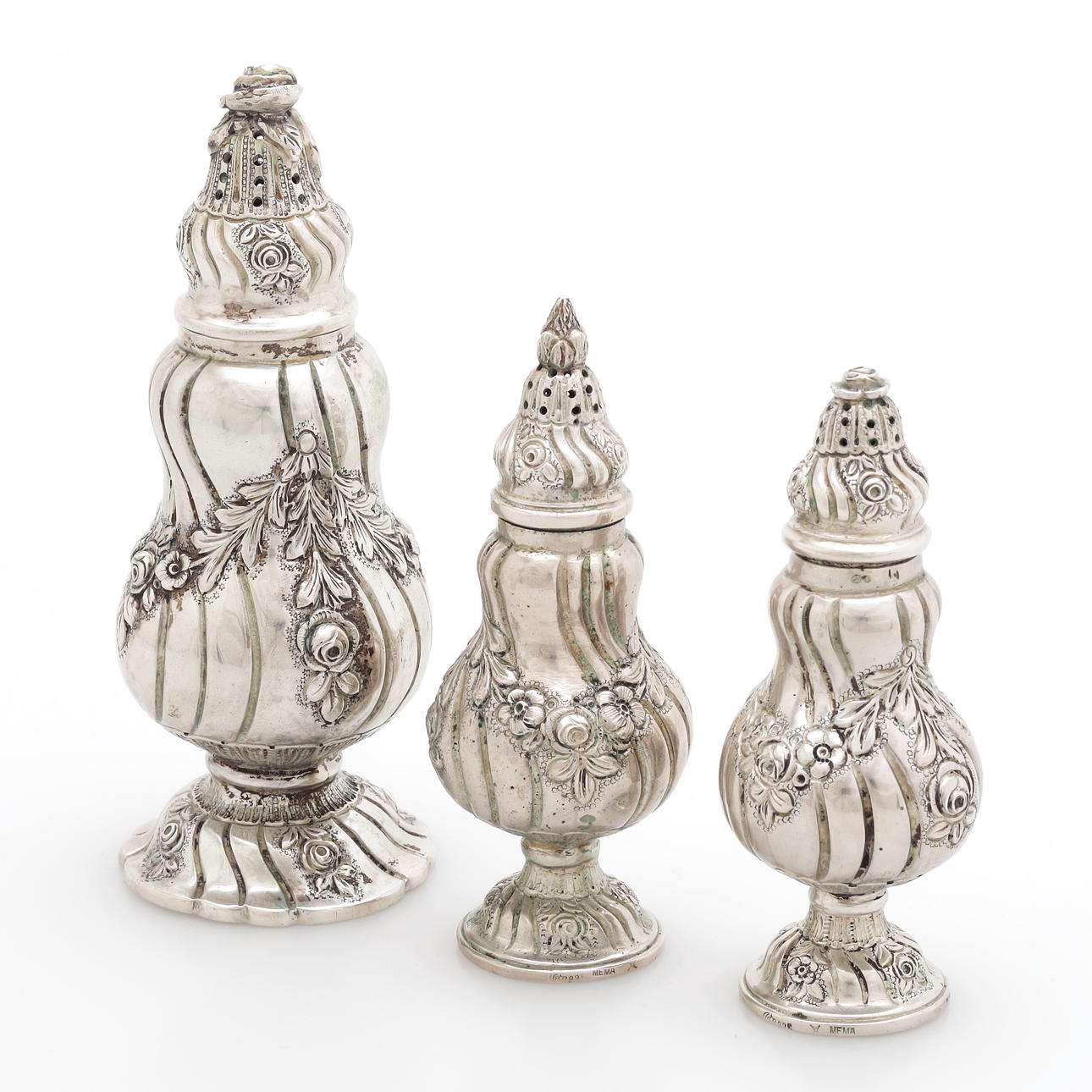 STRÖARE, 3 st, silver, "Rosen", vikt 242 gram.