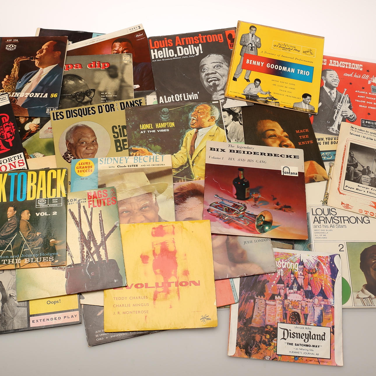 JAZZSKIVOR, 38 st. EP / singlar, mest Armstrong, Fitzgerald.