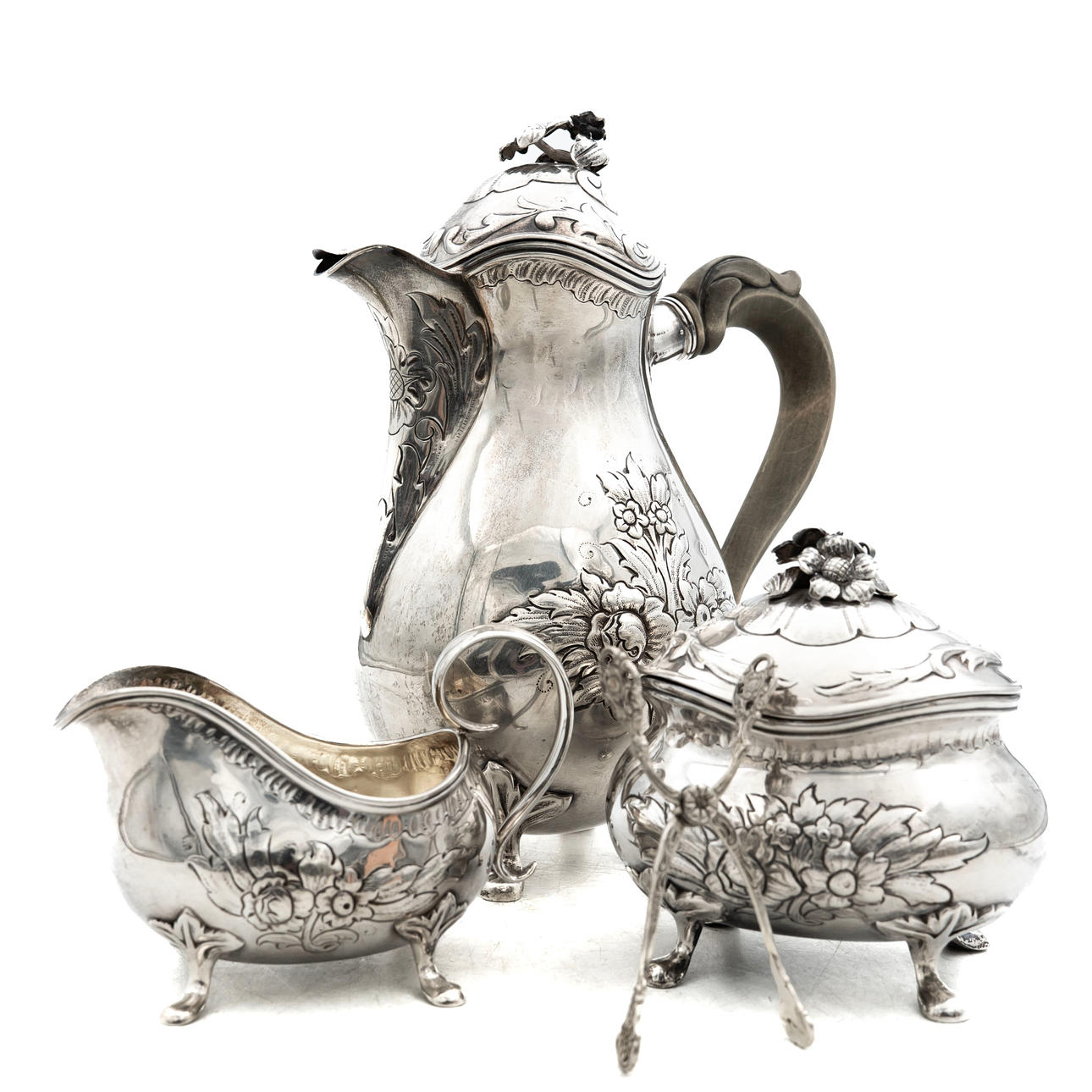 KAFFESERVIS. Haglund Studio, Silver 1946 (4-delar).