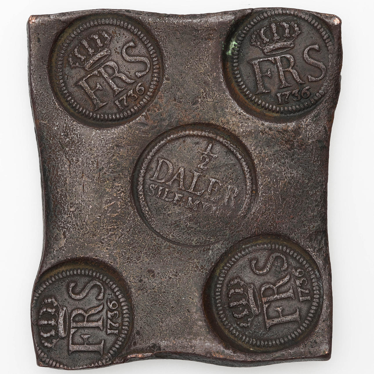 PLÅTMYNT, 1/2 Daler, FRS 1736.